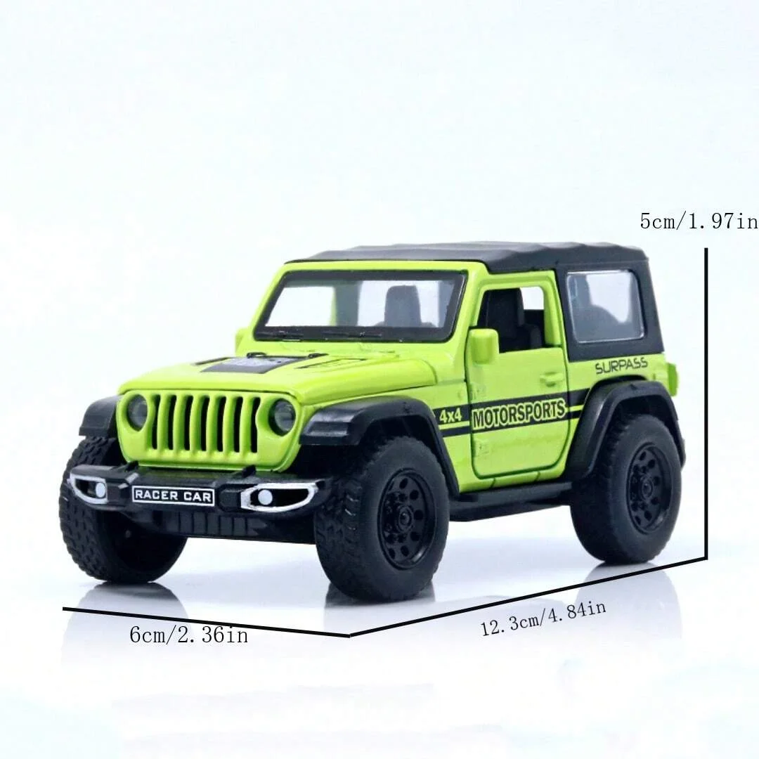 1/36 Convertible Wrangler Off-road Vehicle, Die-cast Metal, Boy's Toy, Four Doors Opening, Pull-back Function