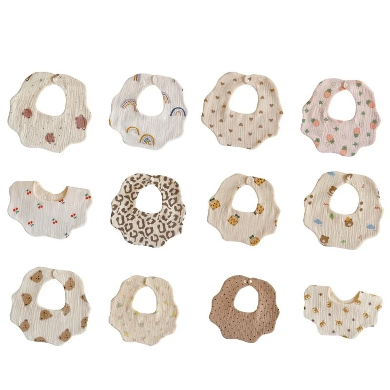 

M76C Baby Bib Breathable Newborn Drooling Bib with 2 Buttons Infant Teething Towel