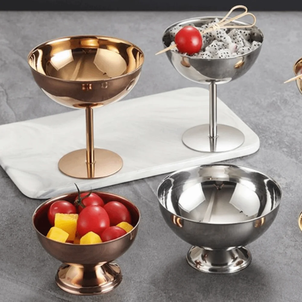 150/250ML Ice Cream Cup Food Grade Stainless Steel Pudding Dessert Bowl Dishwasher Safe Household Stainless Steel Goblet Cup