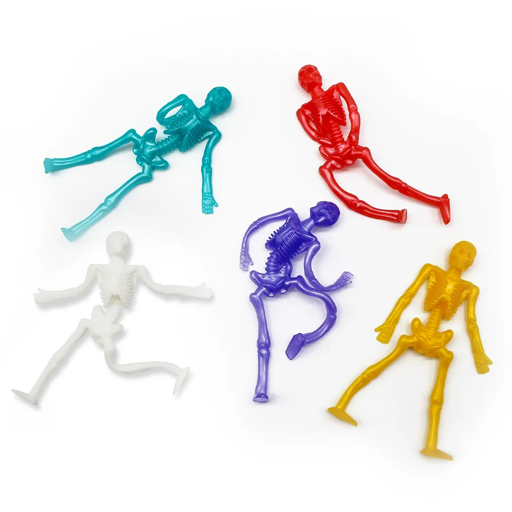 15/25PCS Stretchable Skeleton Man Party Favors for Kids TPR Soft Rubber Zombie Horror Doll Stress Relief Toy Halloween Gifts