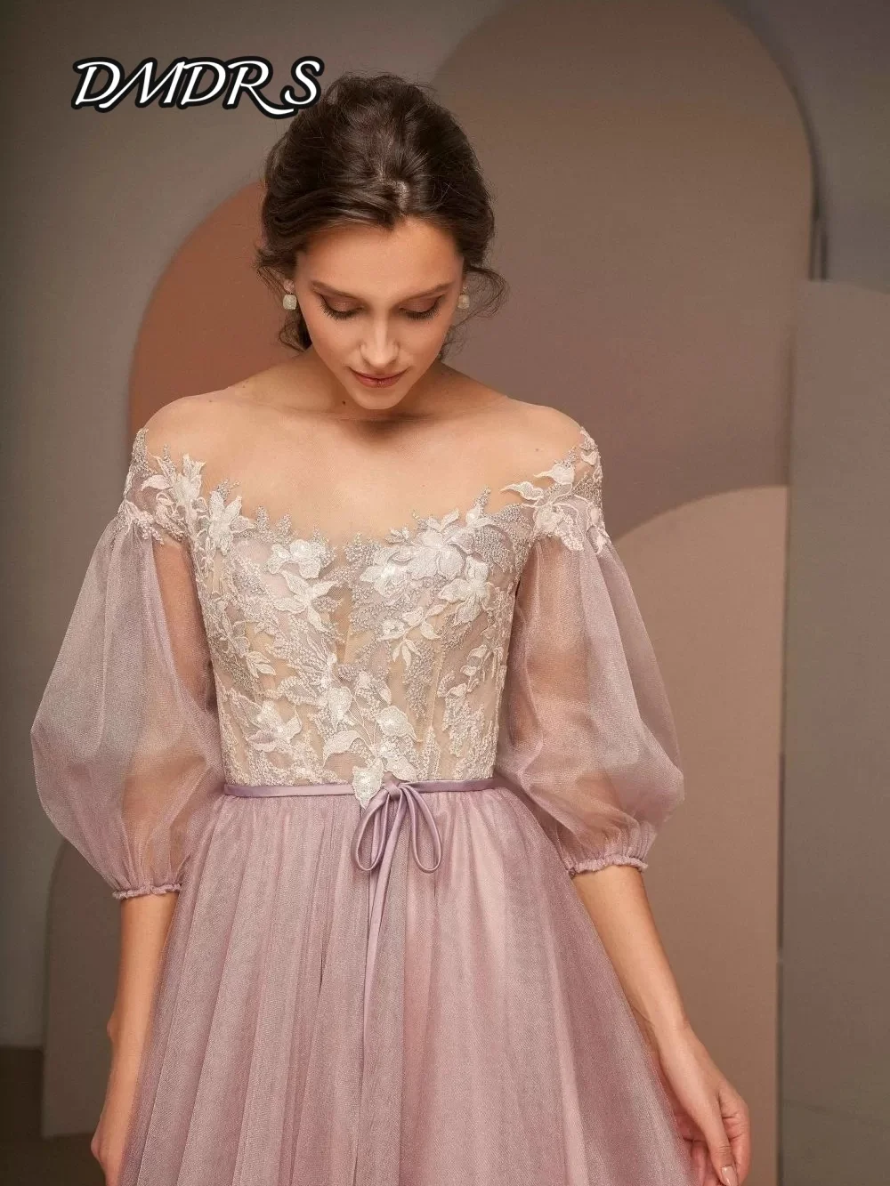 Charmante robe de soirée à épaules dénudées, élégante robe de soirée trapèze en Tulle, avec des appliques classiques, longueur au sol, robes de soirée