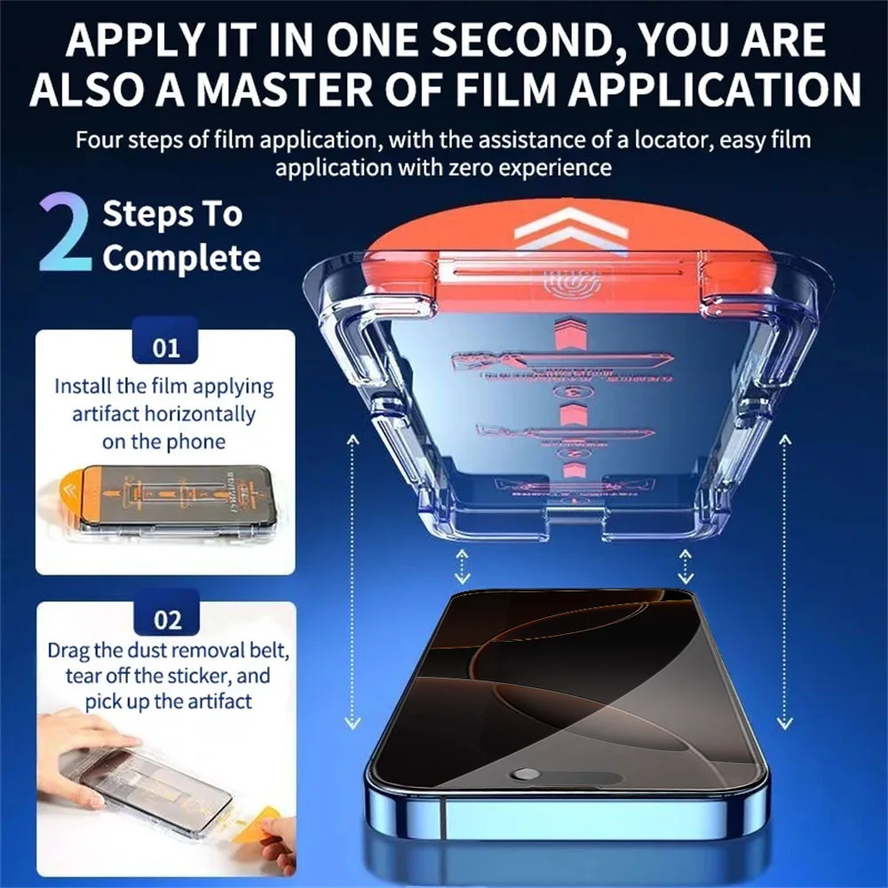 5 قطعة تركيب مجاني من الغبار واقي شاشة الخصوصية آيفون 17 16 15 14 11 12 13 Pro Max 16e Plus X XR XS صندوق زجاجي مضاد للتجسس #2