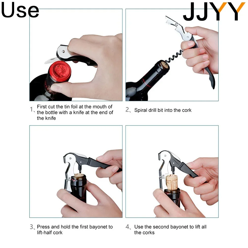 JJYY Stainless Steel Wine Opener Professional Waiters Corkscrew Beer Bottle Opener And Foil Cutter Gift For Wine Lover