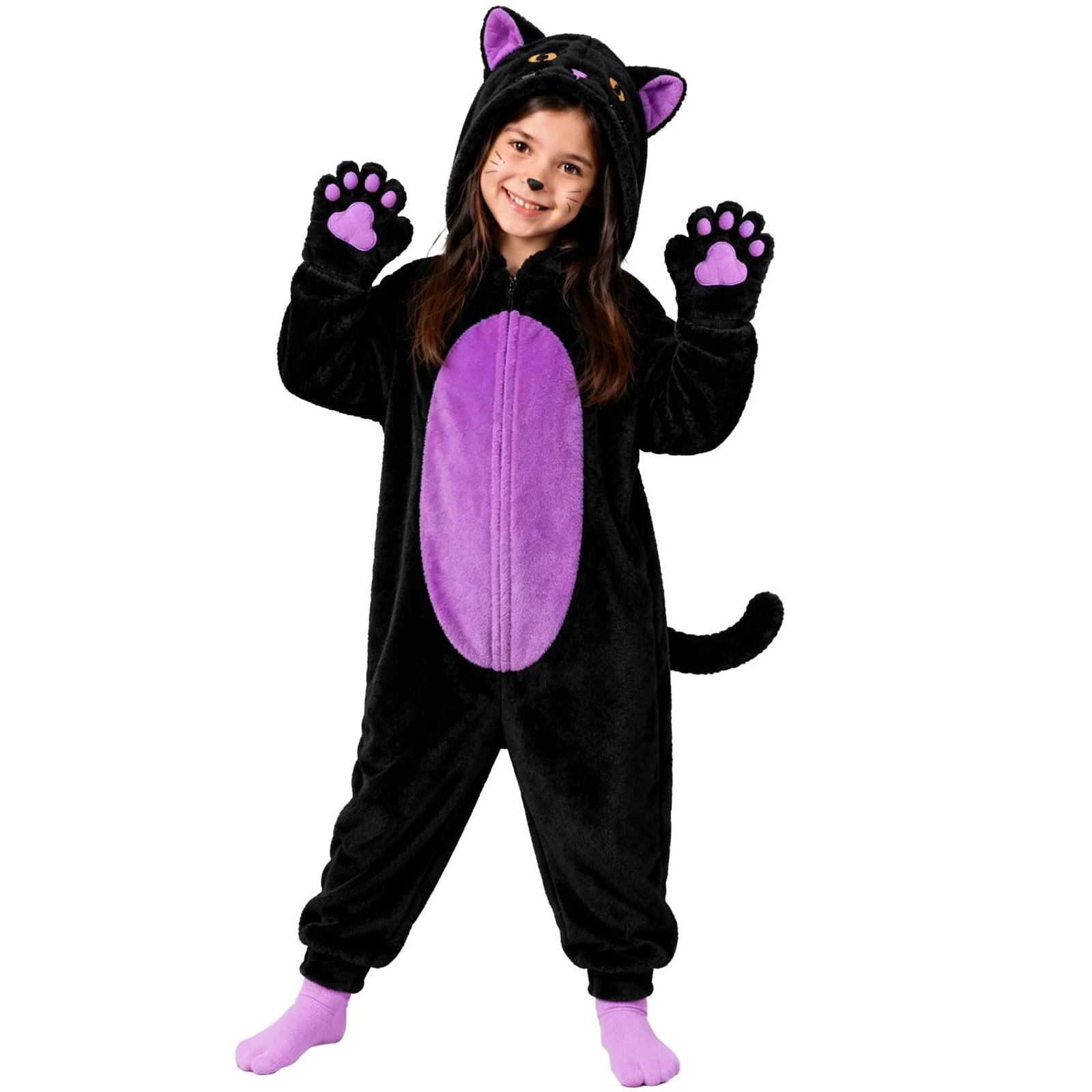 Girls Animal Pajamas Halloween Costume for Kids Cats Costume Jumpsuit Cartoon Homewear for Children Stage Performance Outfit ﻿