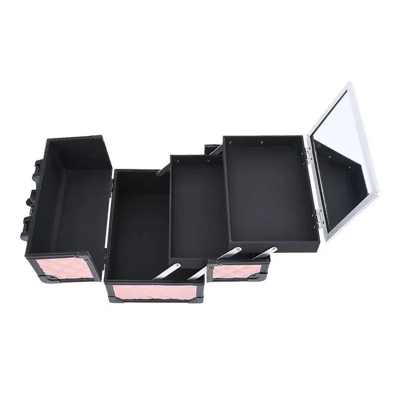 2023 Professional Makeup Box Aluminum Alloy Make Up Organizer Women Cosmetic Case with Mirror Travel Large Capacity Suitcase Bag