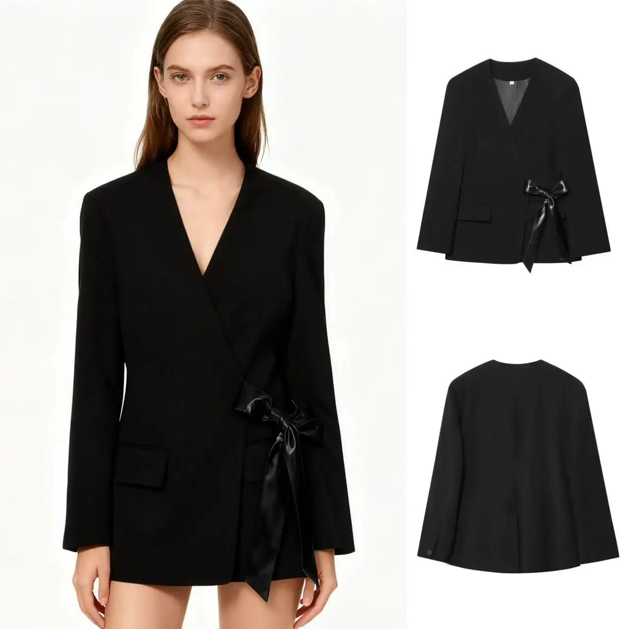 

Faionable Knot Wrap Повседневный костюм Jaet Ele Sle Женский качественный костюм премиум-класса на заказ Офисная одежда Long Sve