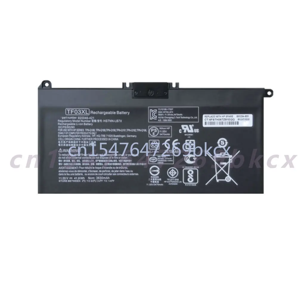 High Quality 11.55V TF03XL Laptop Battery For HP 14-BP080ND 14-BF 15-CC TPN-Q188 Q189 Q190 Q191 Q192 Q201 HSTNN-LB7X HSTNN-LB7J