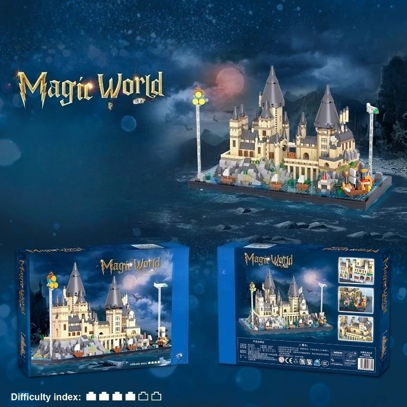 Blocos de construção de castelo mágico, modelo arquitetônico criativo feito à mão, brinquedos educativos para crianças, ornamentos, presentes