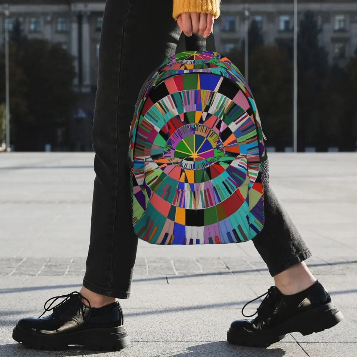 Psychedelic Piano Keyboard Geometric Backpacks Teenager Bookbag Cartoon Children School Bags Travel Rucksack Shoulder Bag