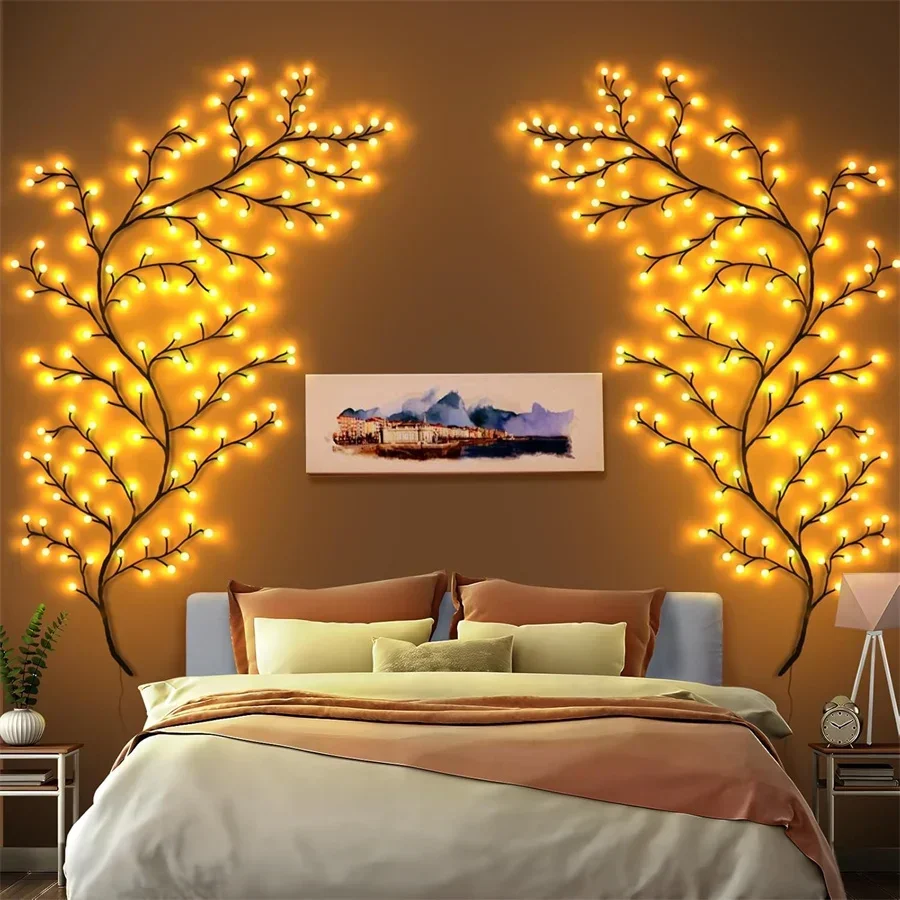 144 LED Starry Ball Bendable Willow Vine Lights With Remote DIY Birch Tree Light USB Powered Flexible Lighted Branches Light