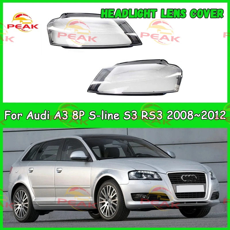 

For Audi A3 8P S-line S3 RS3 2008-2012 Car Headlight Lens Cover Headlamp Shade Head Lamp headlight lamp cover car accessories