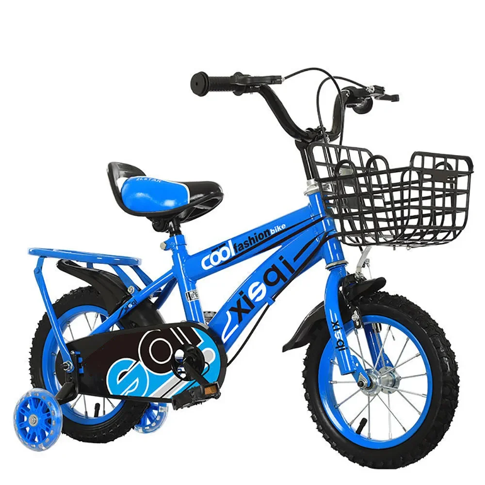 12 Inch Children Bike High Carbon Steel Frame Safe And Stable With Training Wheels And Rear Holding Brake Anti Slip Wear Tires