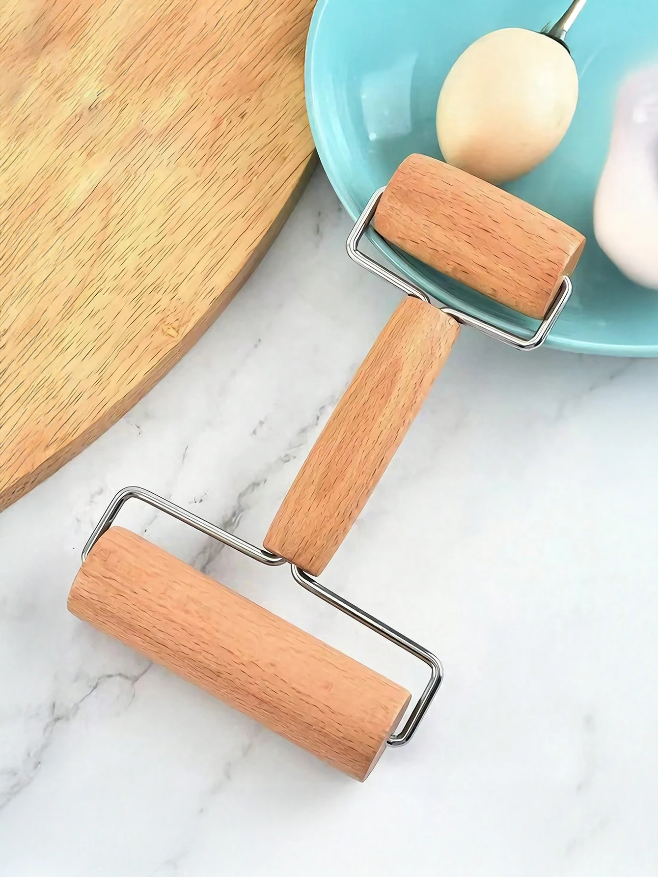Beech Wood Rolling Pin - Double Ended Rolling Pin for Baking, Non-Stick Dough Bread Biscuits, Pizza, Pastry, Baking Cooking Tool