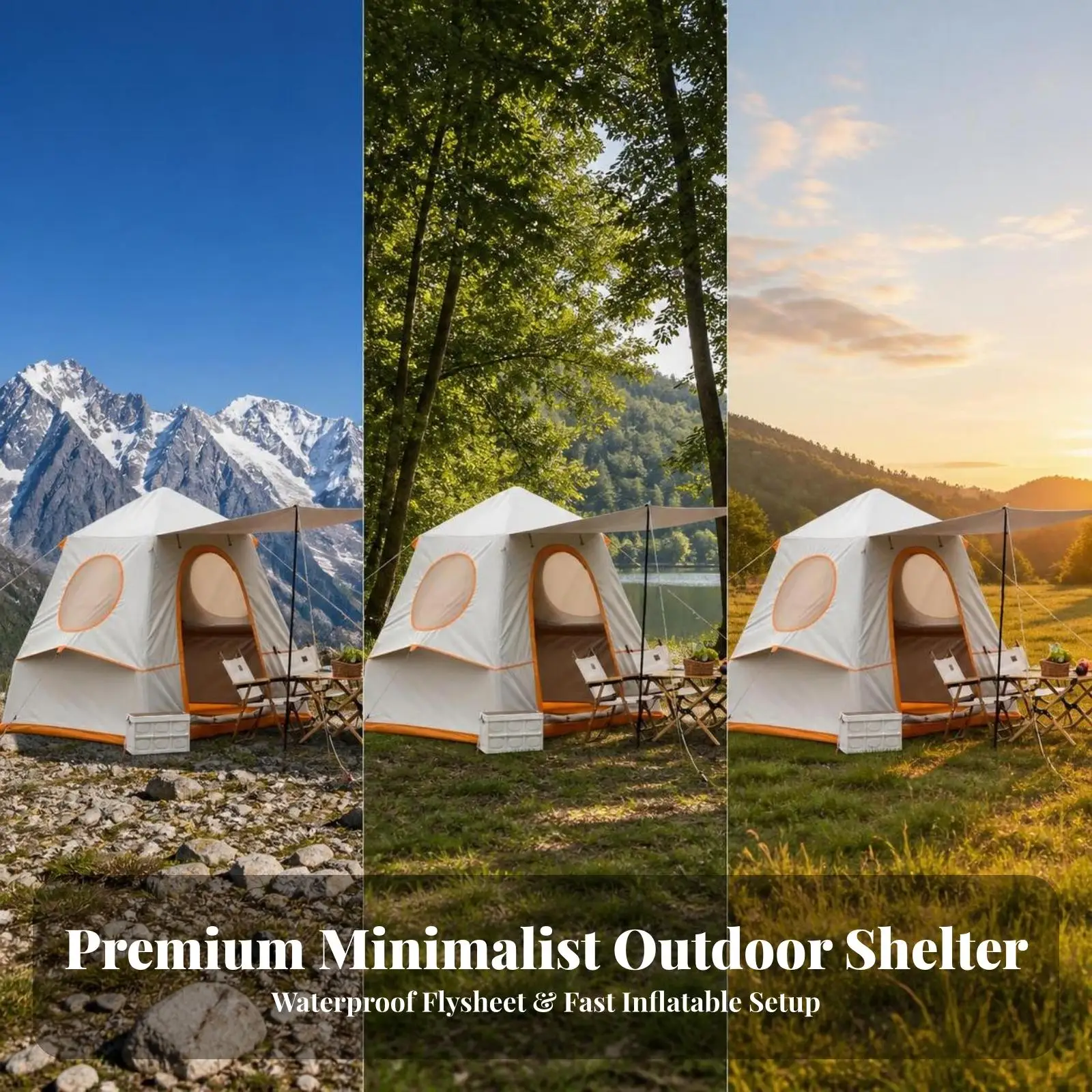 Instant Inflatable Shelter Tent Double Layer Design Waterproof Oxford Cloth for Multi Person Camping Glamping Outdoor Trips