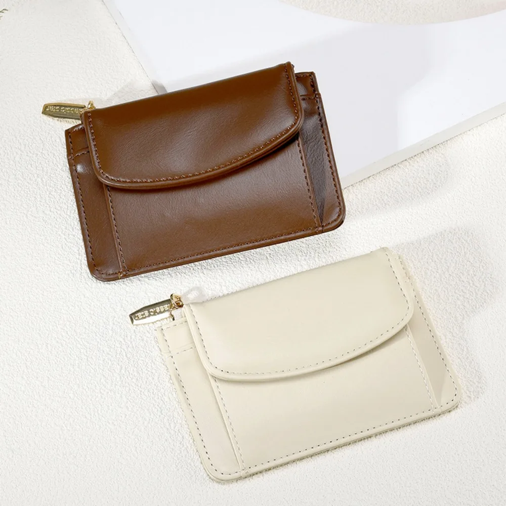 

New PU Leather Card Bag Multi-Slot With Zipper Coin Purses Small Money Bag Women