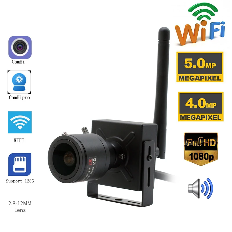 

5MP 2MP 4MP HD Video Audio Surviallance P2P Mini Wireless Wifi Ip Camera With Micro Sd Card Slot IP Cam WIFI Onvif Microphone