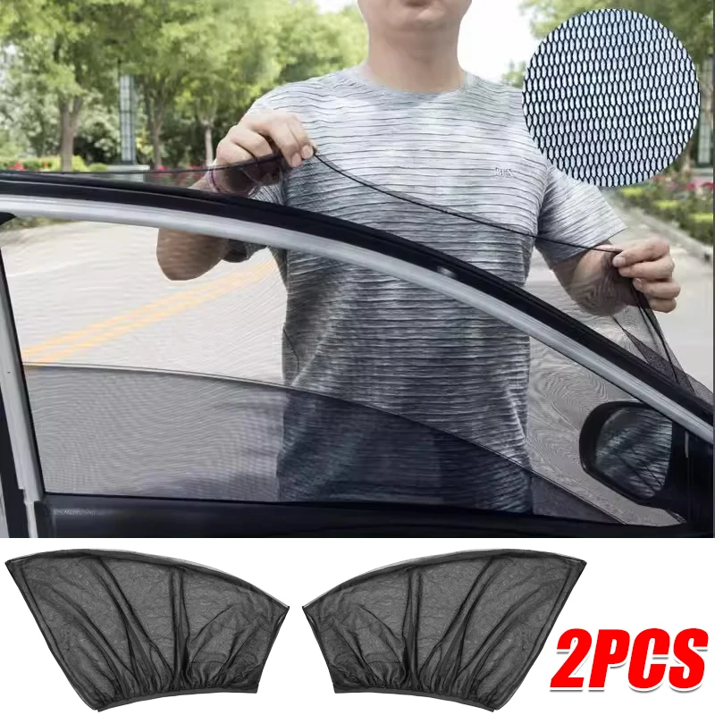 Car Window Screen Door Covers Front/Rear Side Window UV Sunshine Cover Shade Mesh Car Mosquito Net For Baby Child Camping