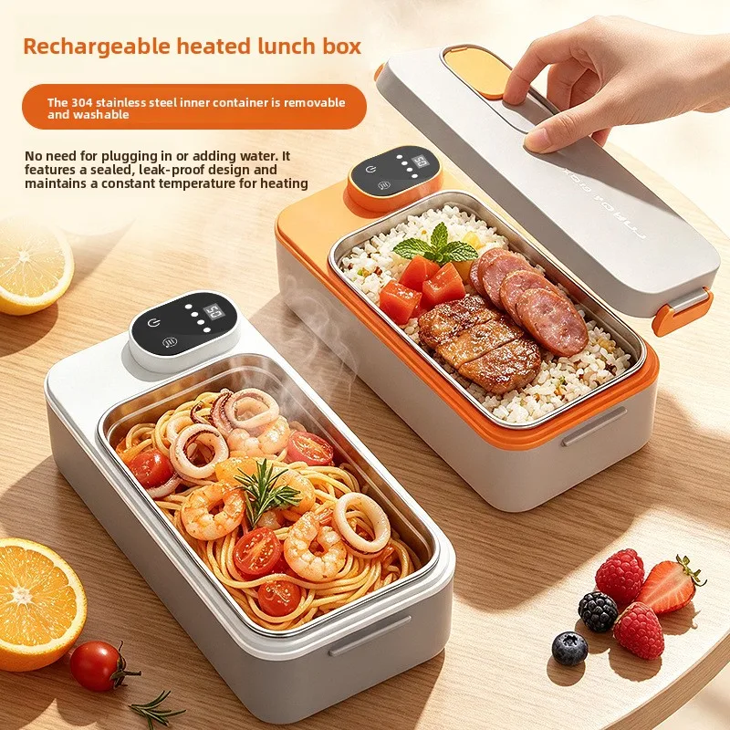 携帯用ランチ保温ボックス、水を使わない304ステンレス製断熱食品容器、オフィスや学校での食事に最適なコードレスタイプ。