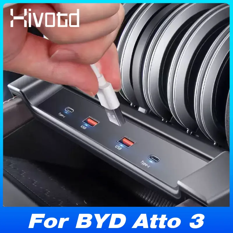 

Car Center Console USB Type-C PD Fast Charging Hub Docking Station Multi Port Splitter Interior Parts For BYD Atto 3 2022-2025