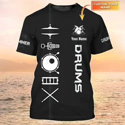 The Latest Summer Men's Drummer DW121 Fashion T-shirt Personalized Name Drummer 3D Printed T-shirt Neutral Casual T-shirt Gift