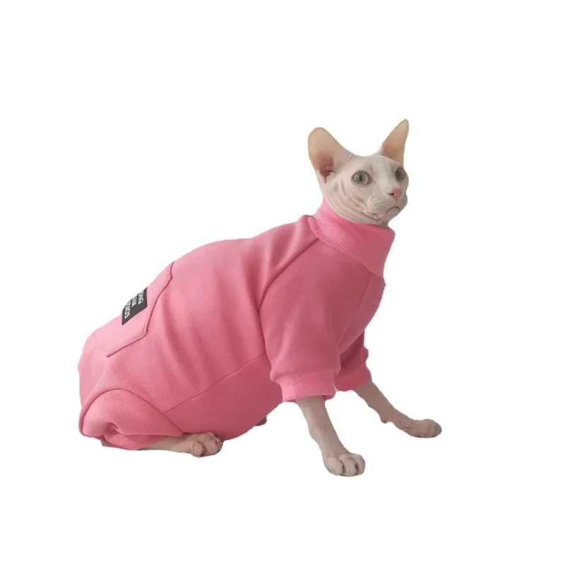 

Winter Padded Warm Belly Protector Four-legged Clothes Sphinx Hairless Cat Devon Clothes Fabric High Elasticity and Softness