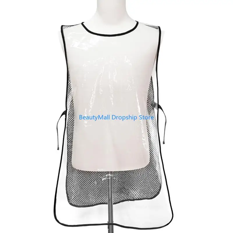

40JD Work Vest Salon Apron TPU Clear Hair Cutting Cape With Mesh Back Design