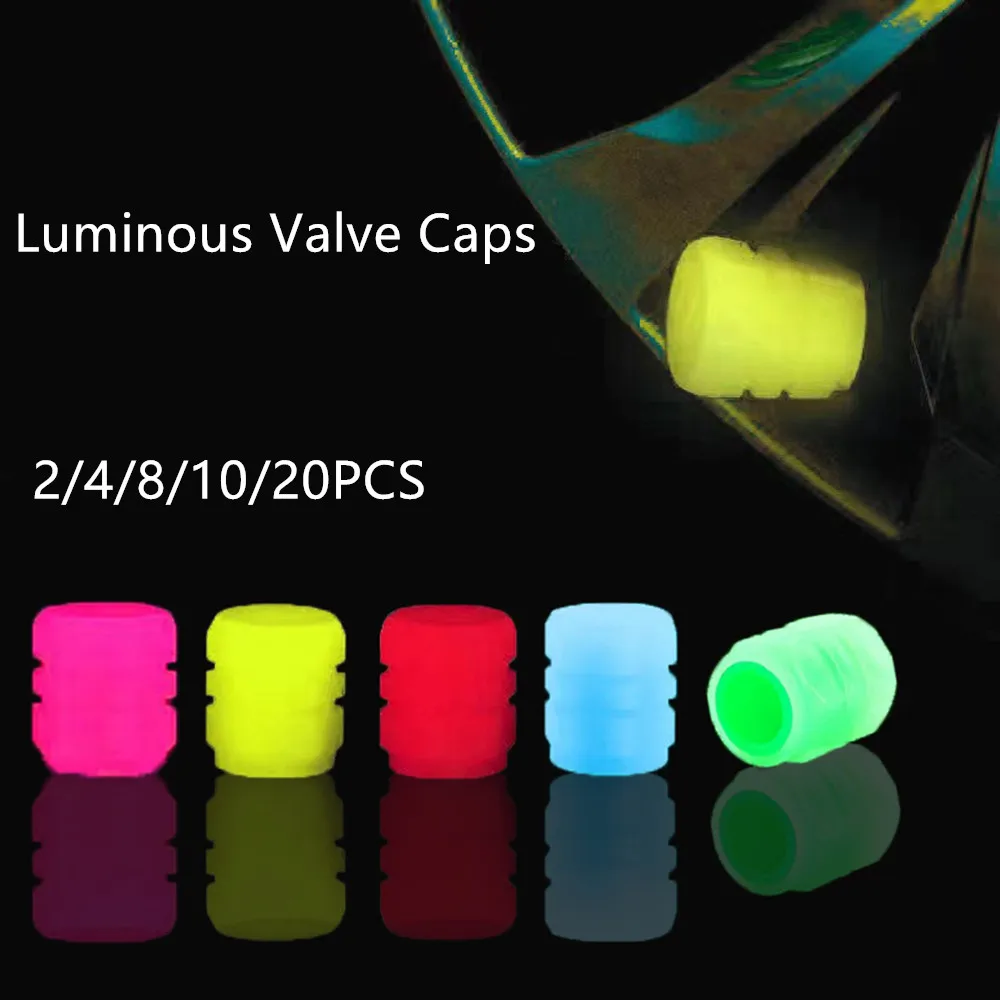 Luminous Valve Caps Fluorescent Green Blue Night Glowing Car Motorcycle Bicycle Wheel Styling Tyre Rim Hub Luminous Cap Decor