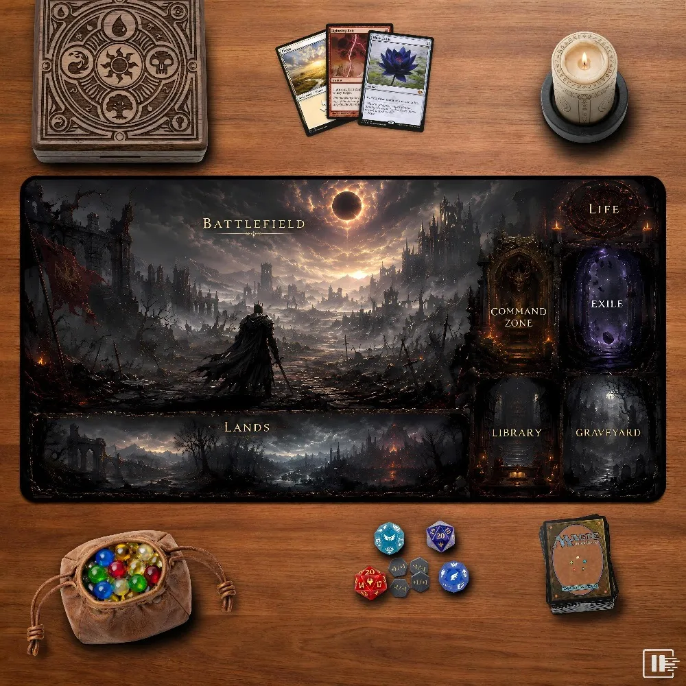 Dark Fantasy MTG Playmat Magic The Gathering Mat with Zones Large Commander EDH TCG Accessories Gaming Desk Mat Gift for Him