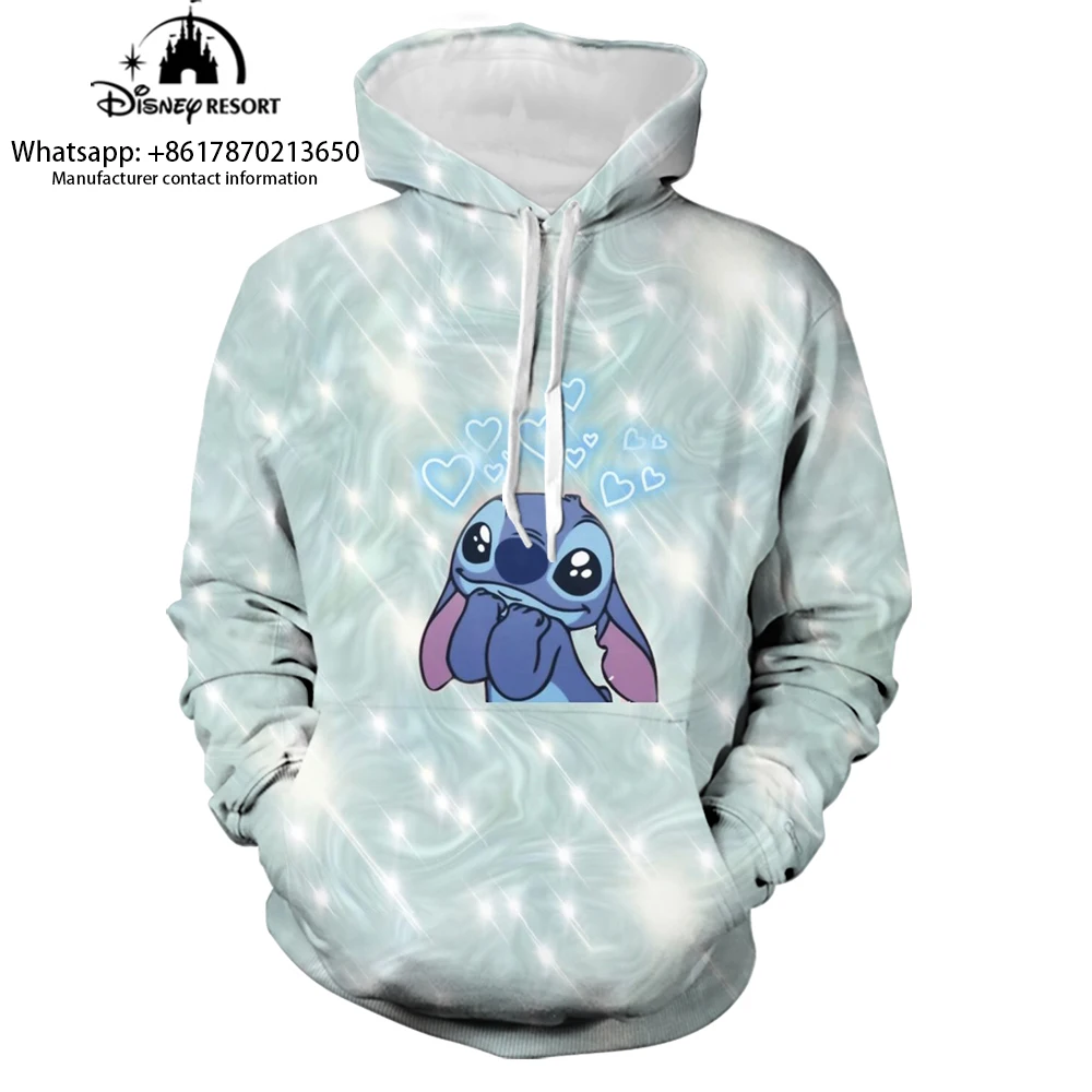 Stitch Anime Fashion Men Spring 2024 New 3D Printed Kids Hoodies Women's Tops Street Style Casual Hoodies y2k