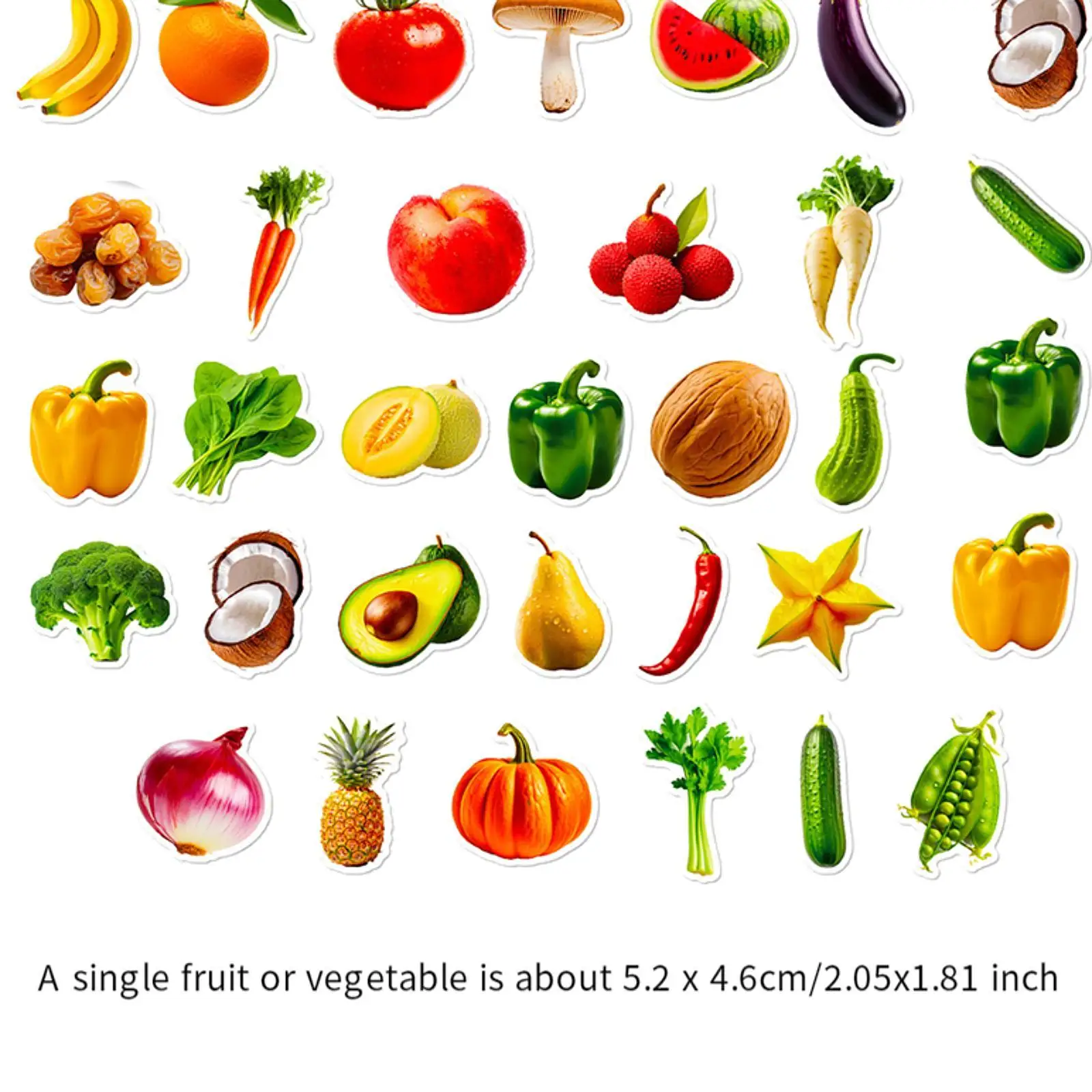 Autocollants Fruits et légumes pour enfants, 50 pièces, autocollants d'apprentissage éducatif, autocollants alimentaires pour ordinateur portable, bouteille d'eau, réfrigérateur