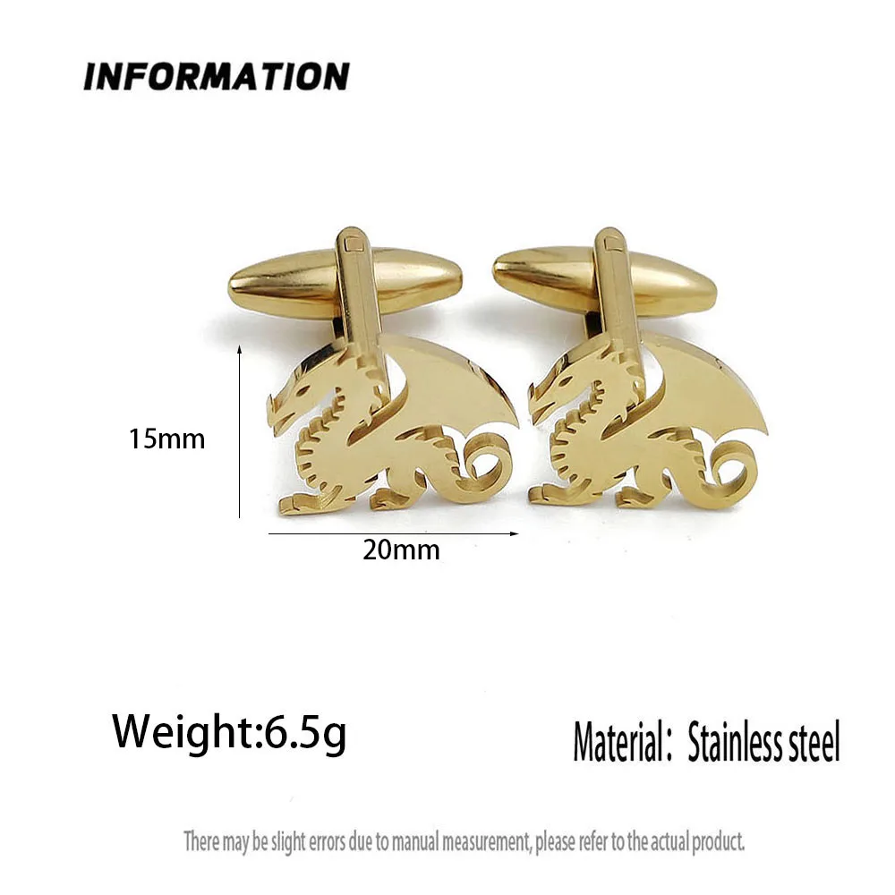 أزرار أكمام بشعار التنين المطلية بالذهب من الفولاذ المقاوم للصدأ، وهدايا الهالوين وعيد الشكر وعيد الميلاد وعيد الميلاد والعام الجديد #6