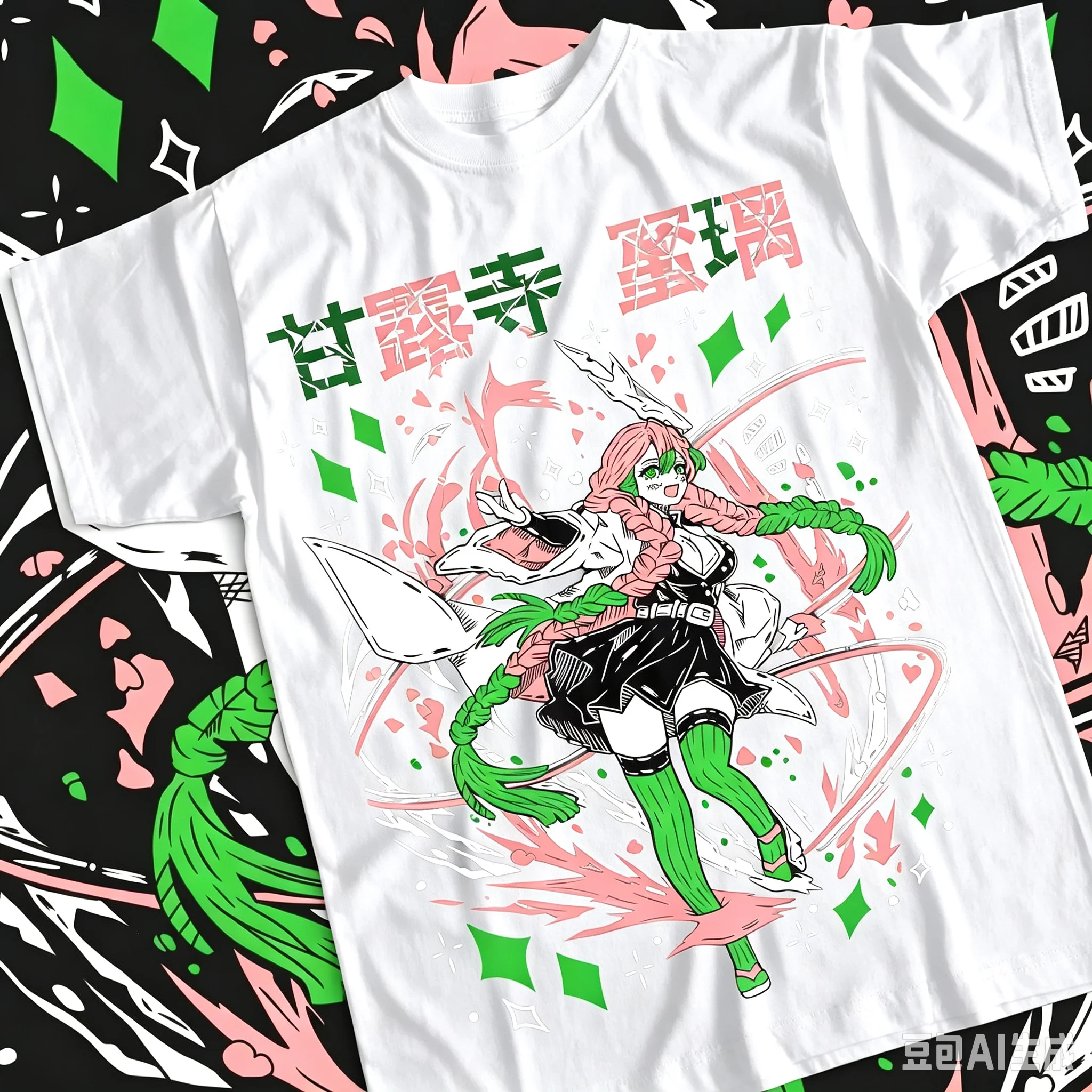 2026 Summer Demon Slayer Blade Ganlu Temple Glass Street Style Printed Cotton T-shirt, Anime Men's and Women's Same Top