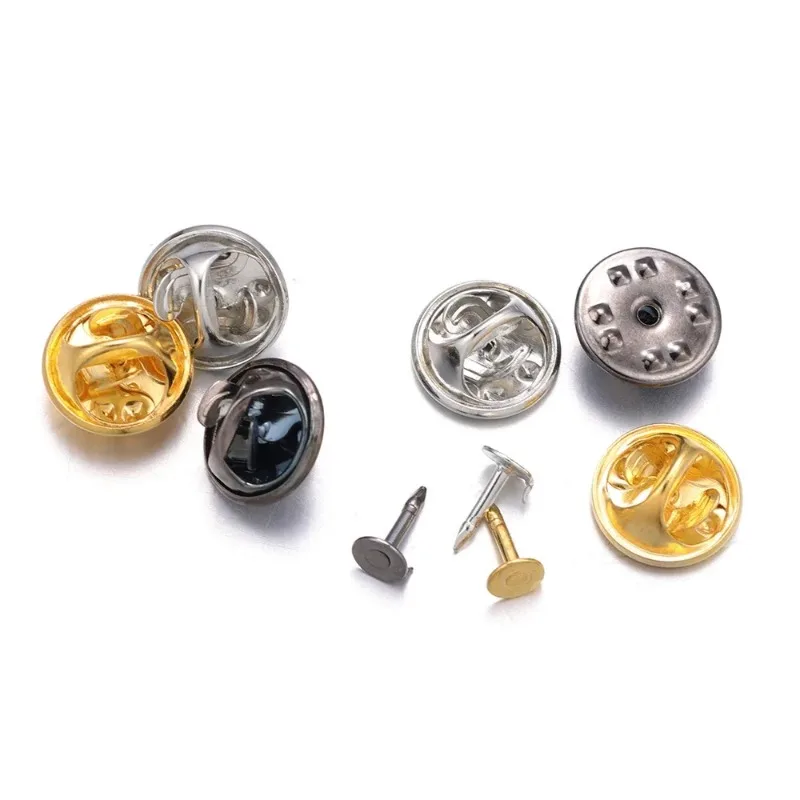 DIY Broche Base Pins, Nail Tie Track Lapel Pin Voltar Clutch Scatter, Metal Borboleta Fecho, Squeeze Pinch Clip Redondo, Ferramentas Jóias