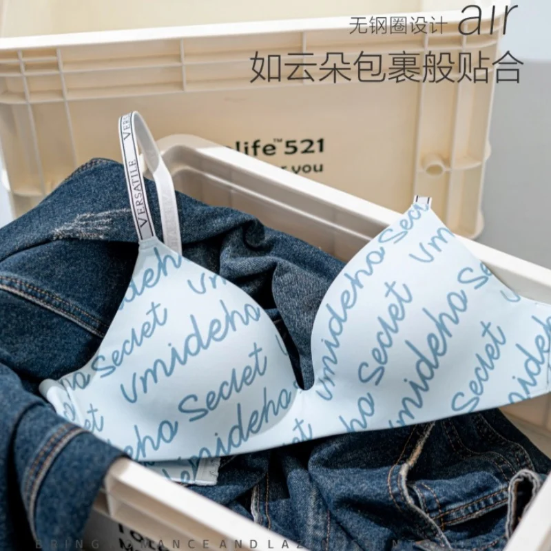 

Бесшовный женский бюстгальтер с бретельками и буквами, цельный бесшовный небольшой бюстгальтер на груди, сексуальный бюстгальтер против провисания