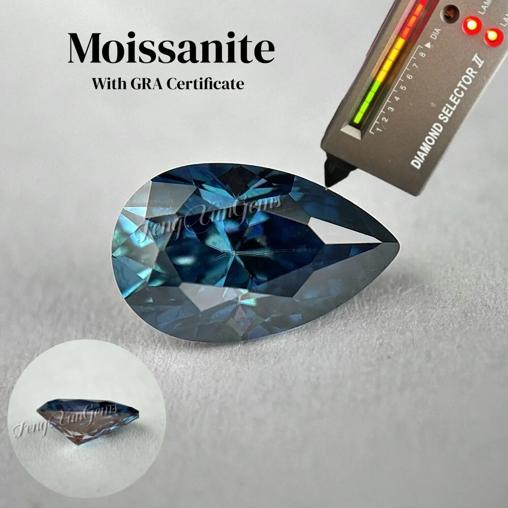 

Pear Moissanite Loose Stones Deep Blue 0.35~5ct 3x5~9x13mm Excellent Cut Pass Test With GRA Certificate For jewelry Ring Inlay