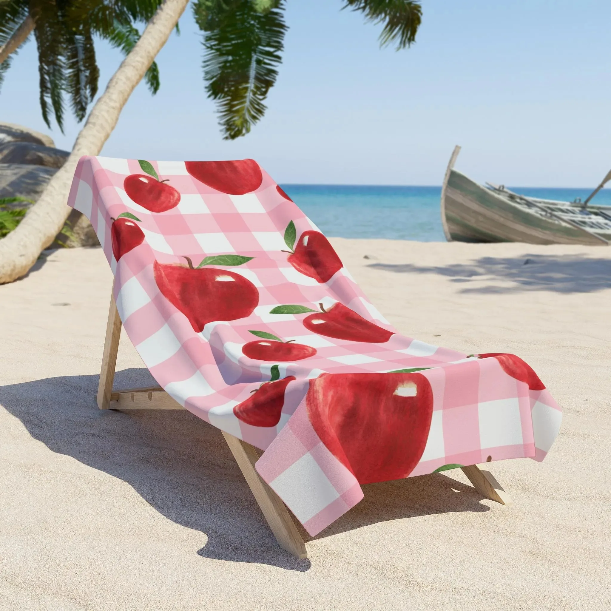 Cute Pink Gingham Beach Towel Microfiber Lightweight Absorbent Quick Dry Sand Free Oversized Towel Stylish for Camping Vacation