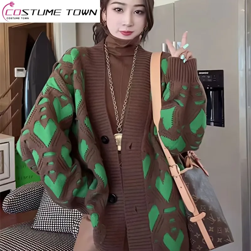 Knitted Cardigan Outerwear for Women's Spring 2023 New Design Sense Knit Sweater Single Breasted Lazy Style Sweater Outerwear