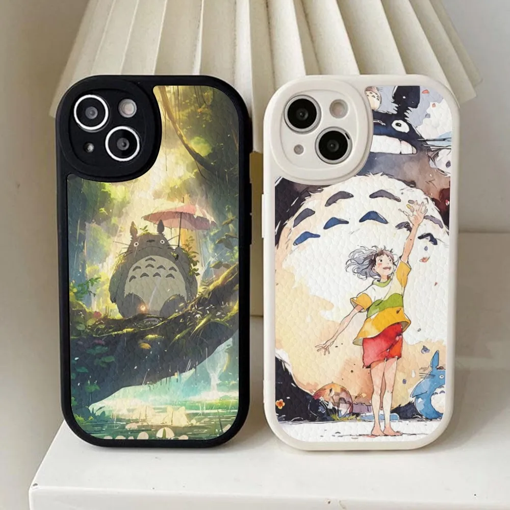 T-Totoro Phone Case Hard Leather For iPhone 14 13 12 Mini 11 14 Pro Max Xs X Xr 7 8 Plus Fundas