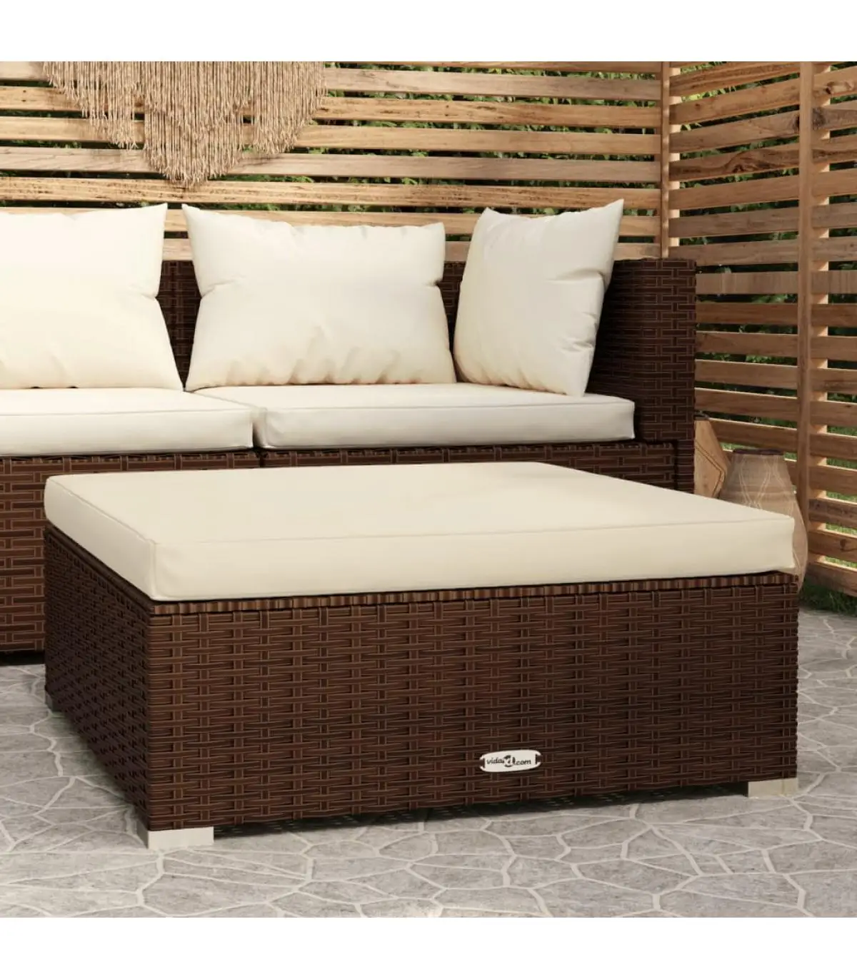 Modular outdoor sofas garden footrest and Brown synthetic rattan cushion 70x70x30cm