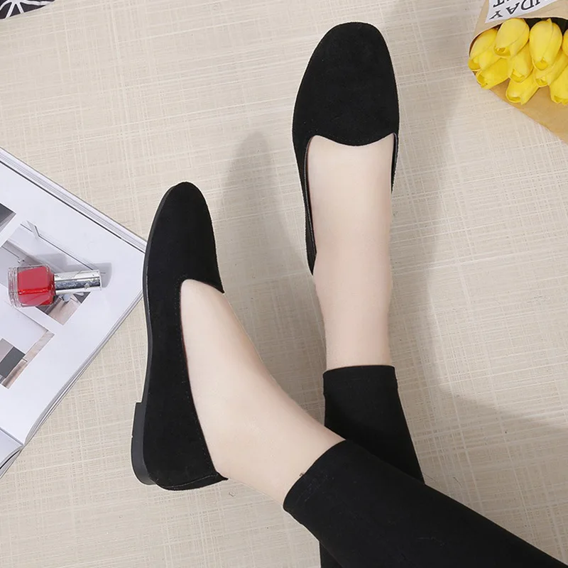 Woman Fashion Vacation Casual Suede Flats Lady Solid Color Outside Mocasines Female Lightweight Soft Sole Red Cheap Daily Shoes