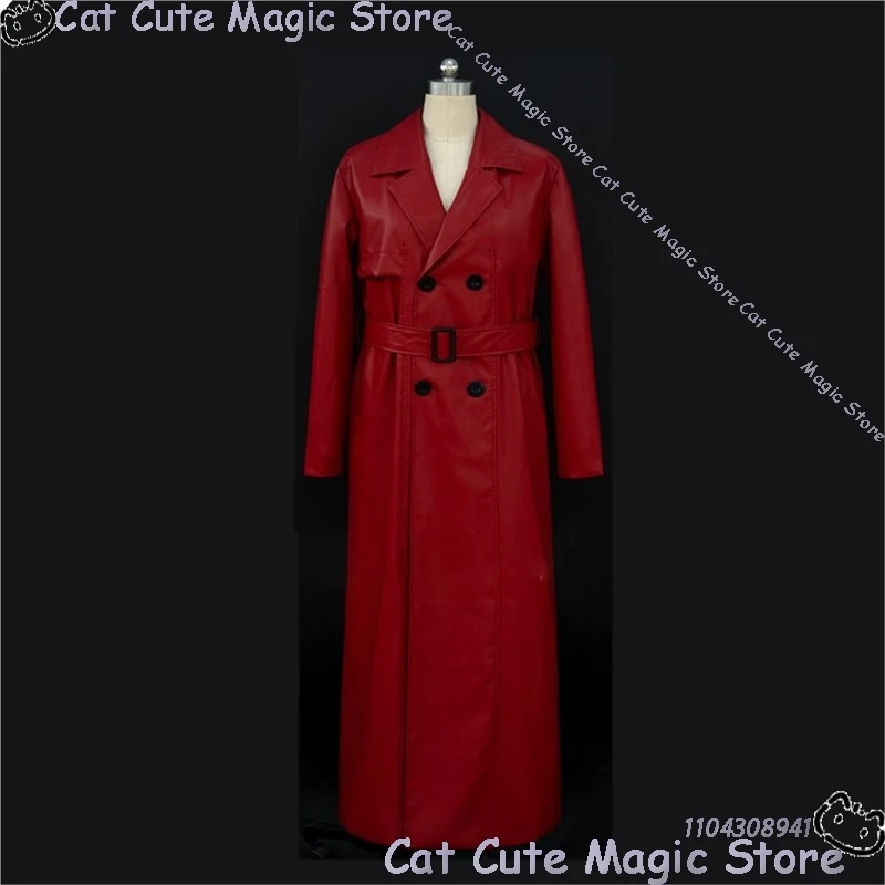 Homicipher Mr Scarletella Game The Enigmatic Antagonist Cosplay Costume Red Wig Red Trench Coat Women Men Holloween Customized