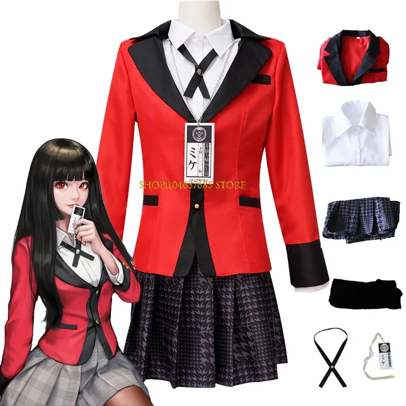 

Anime Kakegurui Jabami Yumeko Cosplay Costume Halloween Sayaka Compulsive Gambler Anime School JK Uniform Full Set