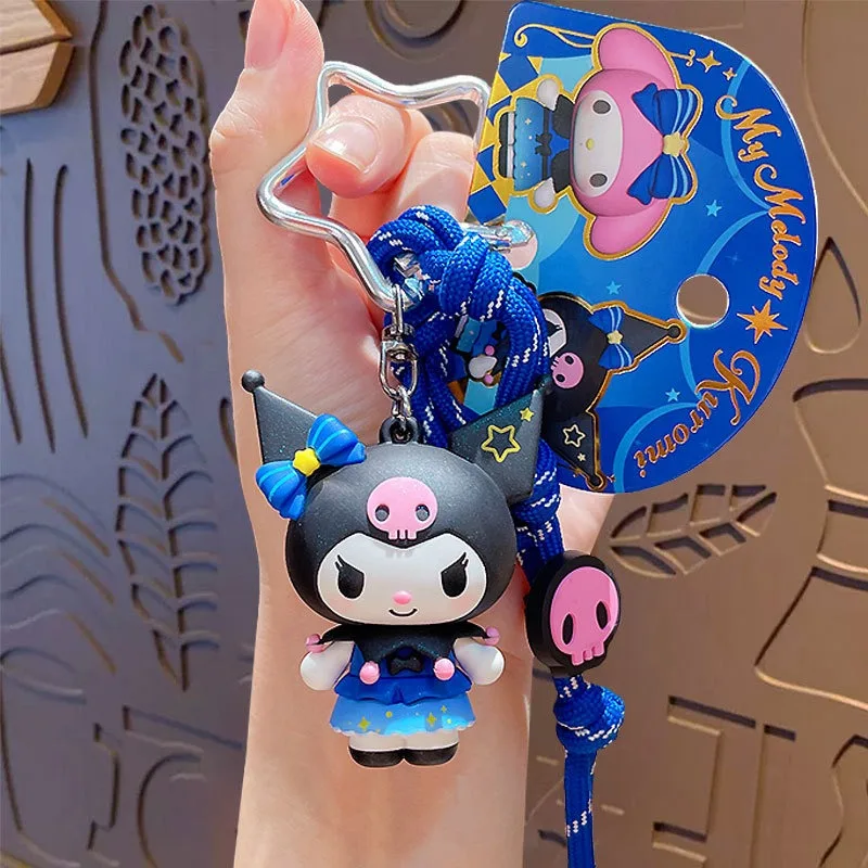 Genuine Sanrio Kitty Kuromi Melody Cartoon Bracelet Keychain Couple School Bag Pendant Charm Phone Anti-lost Wrist Strap Chain view 2