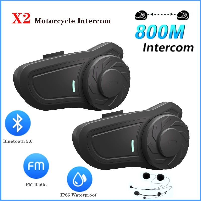 

1/2Pcs Motorcycle Intercom Helmet Bluetooth Headset BT5.0 For 2 Riders Full Duplex Talking Hands-free Interphone With FM IP65