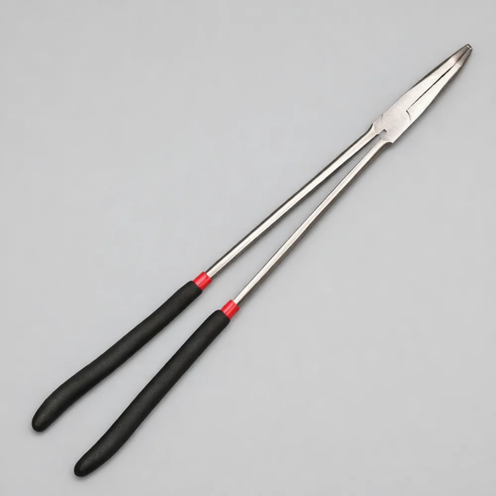 Long Handle Needle Nose Pliers Carbon Steel Hand Tool 6 16 Inch Multi Purpose Electrician Tool Bent Tip O Shape Design
