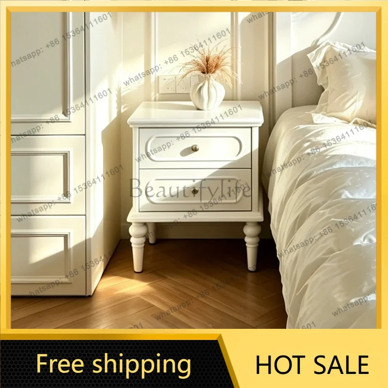 PG French bedside table Solid wood bedroom Home high-end retro bedside table