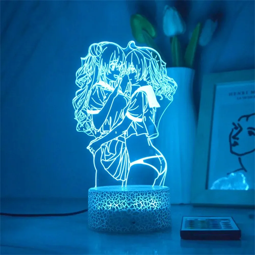 Imagem -04 - Anime Acrílico Led Night Light Cute Girl Nightlight Shirai Kuroko Candeeiros de Mesa Decoração do Quarto Mulheres Sexy Cores 16 Cores 3d