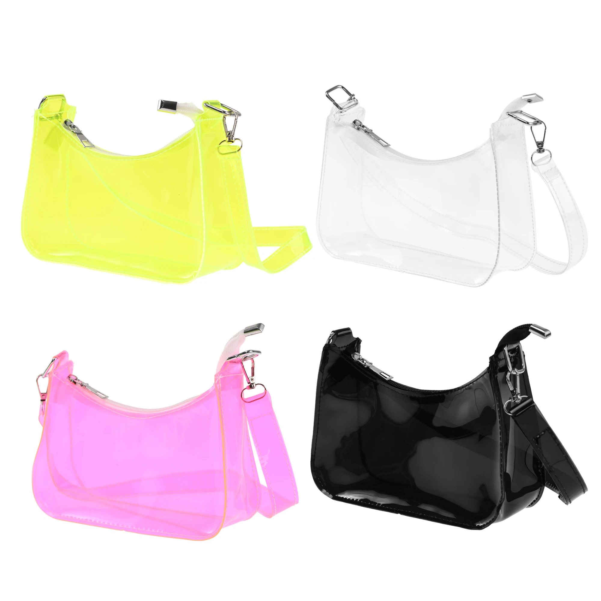 Fashion Vintage Ladies Jelly Solid Color Clear Underarm Bag Mobile Phone Shoulder Bag Casual Women Hobos Handbags Purse