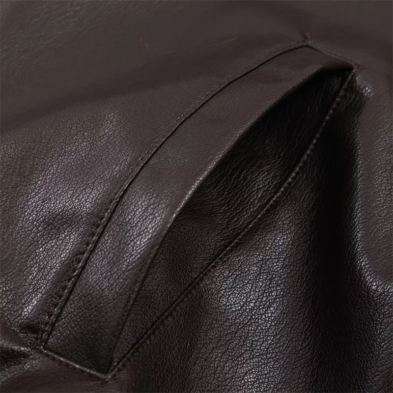 여성용 재킷 2025 겨울 신상 다크 브라운 긴 소매 인조 가죽 효과 스탠드 칼라 루즈핏 재킷 캐주얼 패션 다용도