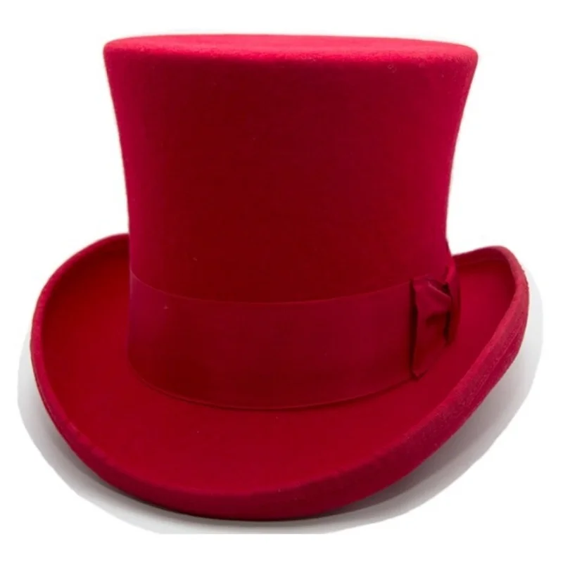 

Новая зимняя шляпа-цилиндр из белого войлока высотой 18 см для мужчин, премиум-качество, с атласной подкладкой, для свадеб, выступлений и магических костюмов